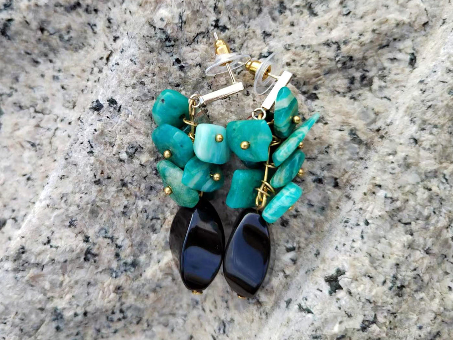 Natural Amazonite Agate Dangle Earrings Boho Crystal Jewelry For Truth & Communication