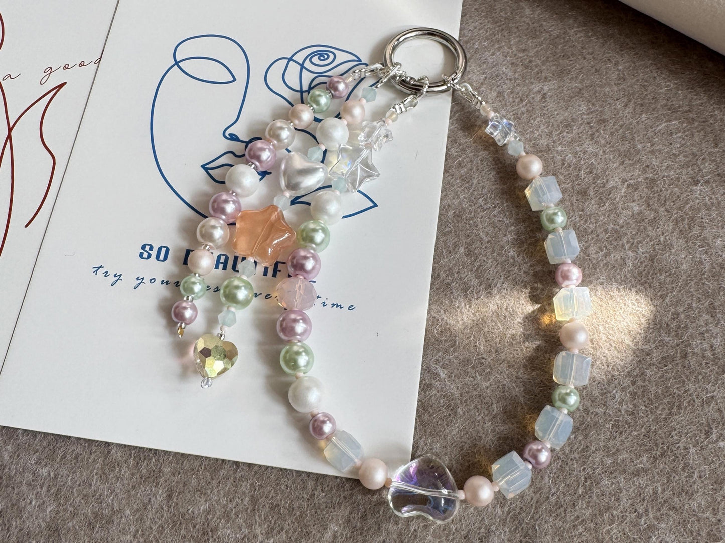 Bead Phone Charm, Bohemian Turquoise Glass Phone Chain, Anti-lost phone Chain, Boho cell phone Accessory, Unique gift for her