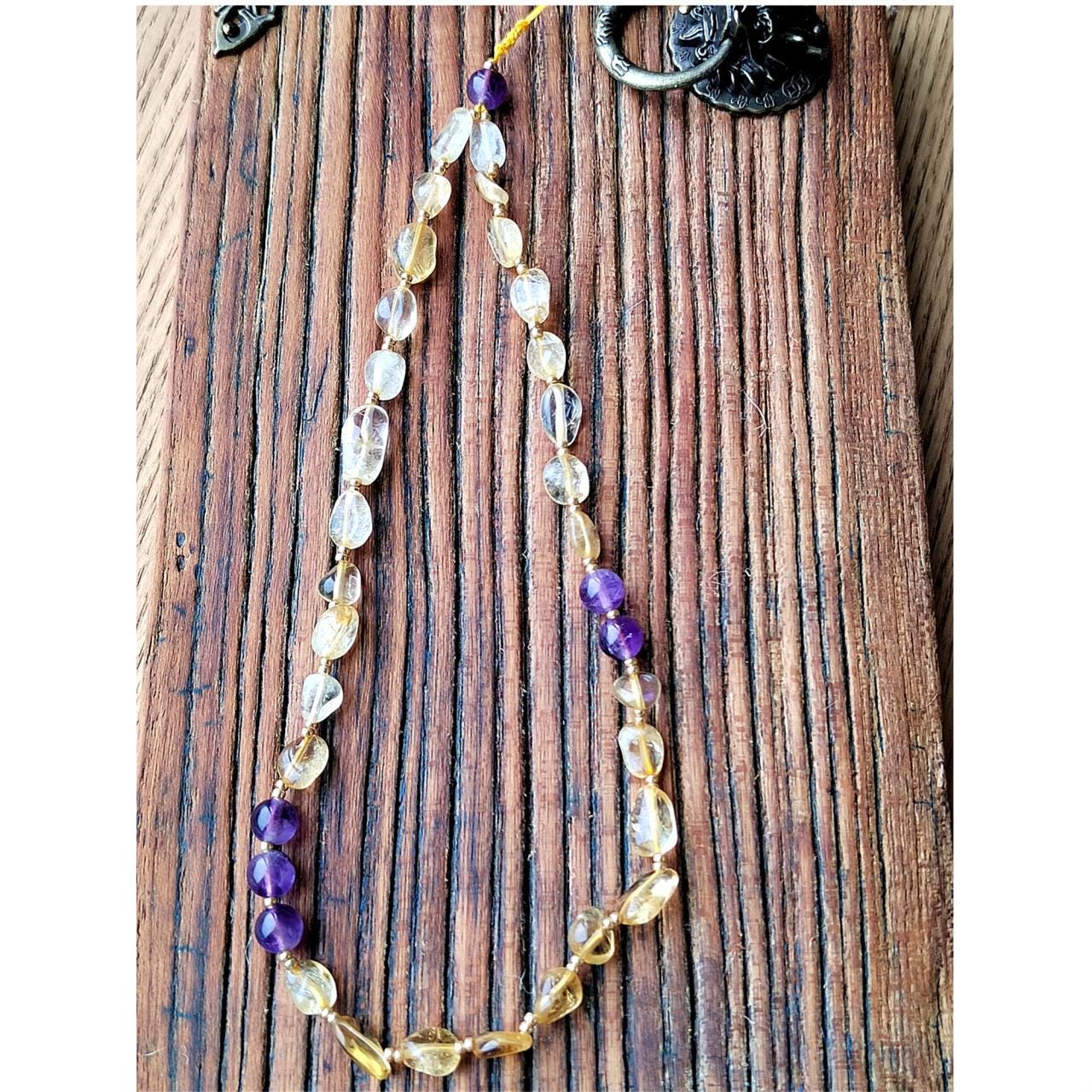 Citrine & Amethyst Crystal Phone Charm: Handmade Boho Gift