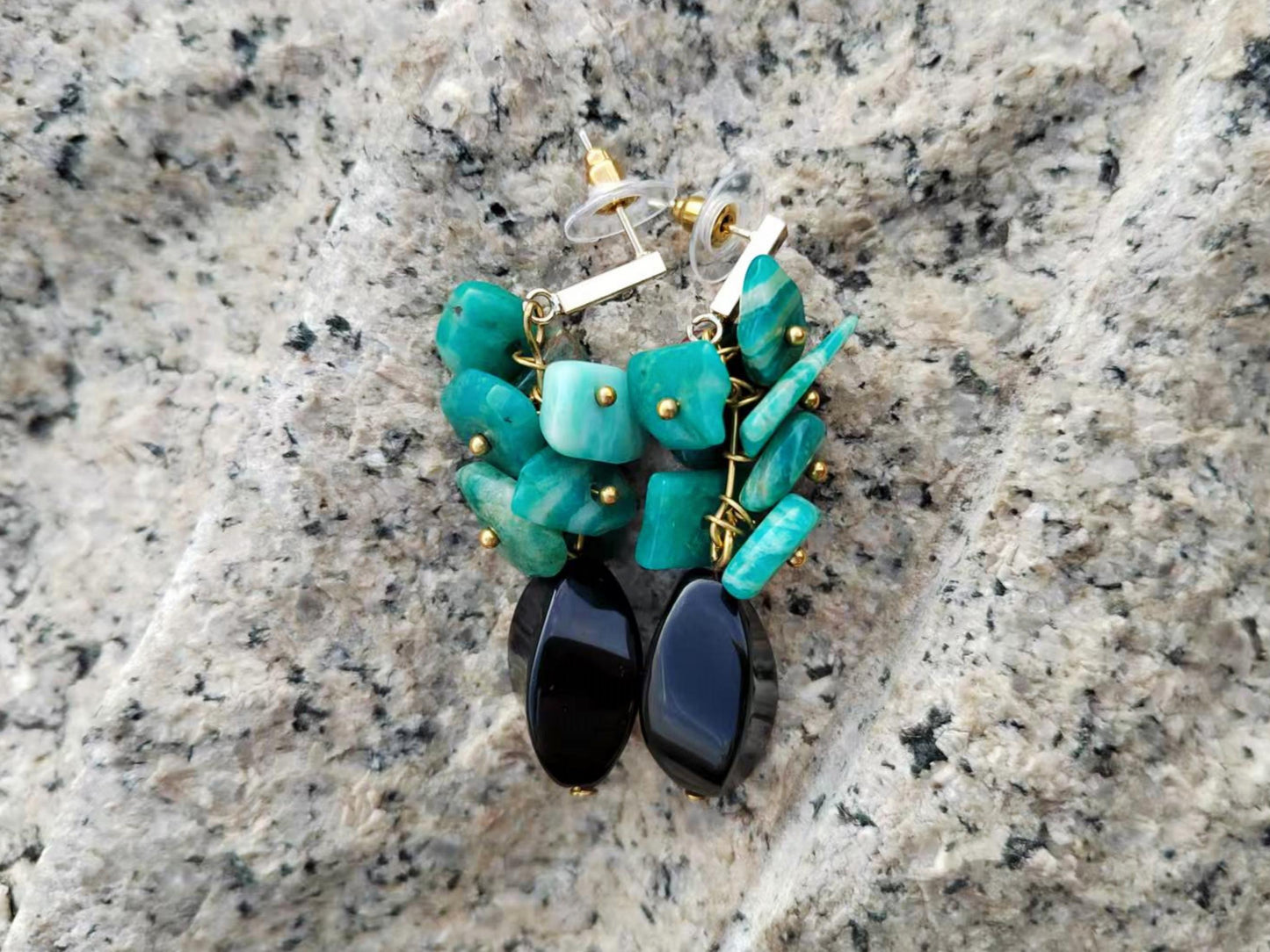 Natural Amazonite Agate Dangle Earrings Boho Crystal Jewelry For Truth & Communication
