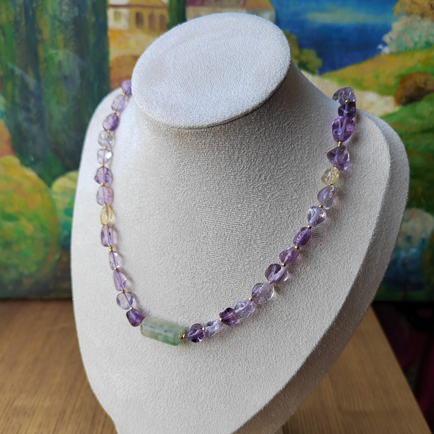 Natural Amethyst & Fluorite Handmade Crystal Necklace