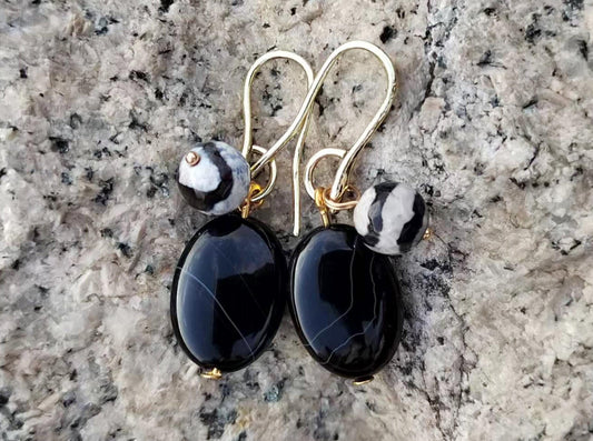 Crystal Agate Drop Earrings: Gold Plated Dangle Earrings handmade DIY handcraft Gemstone Jewelry