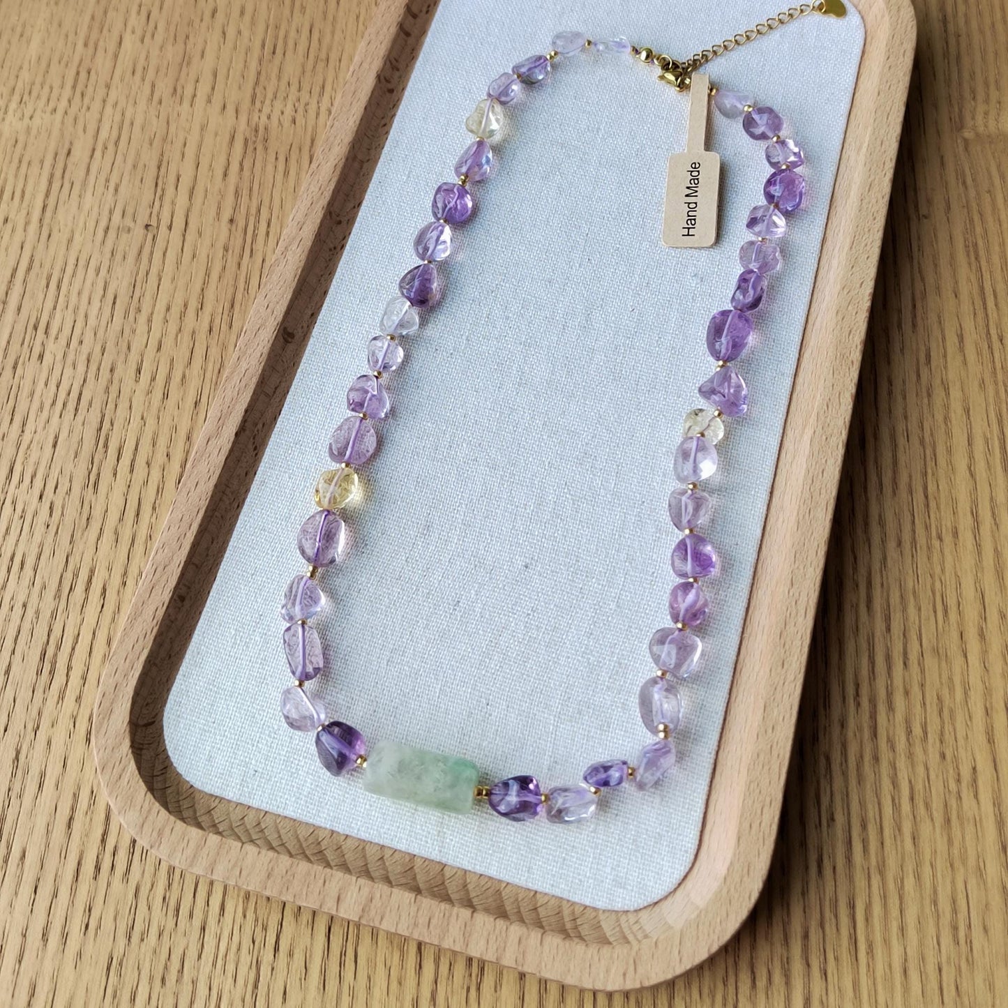 Natural Amethyst & Fluorite Handmade Crystal Necklace