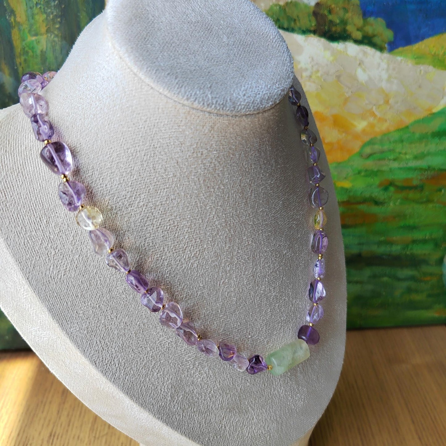 Natural Amethyst & Fluorite Handmade Crystal Necklace