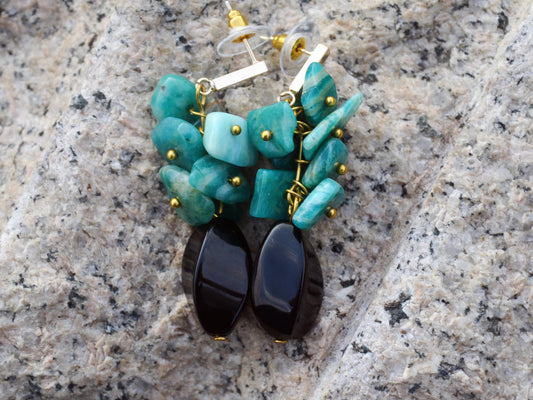 Natural Amazonite Agate Dangle Earrings Boho Crystal Jewelry For Truth & Communication