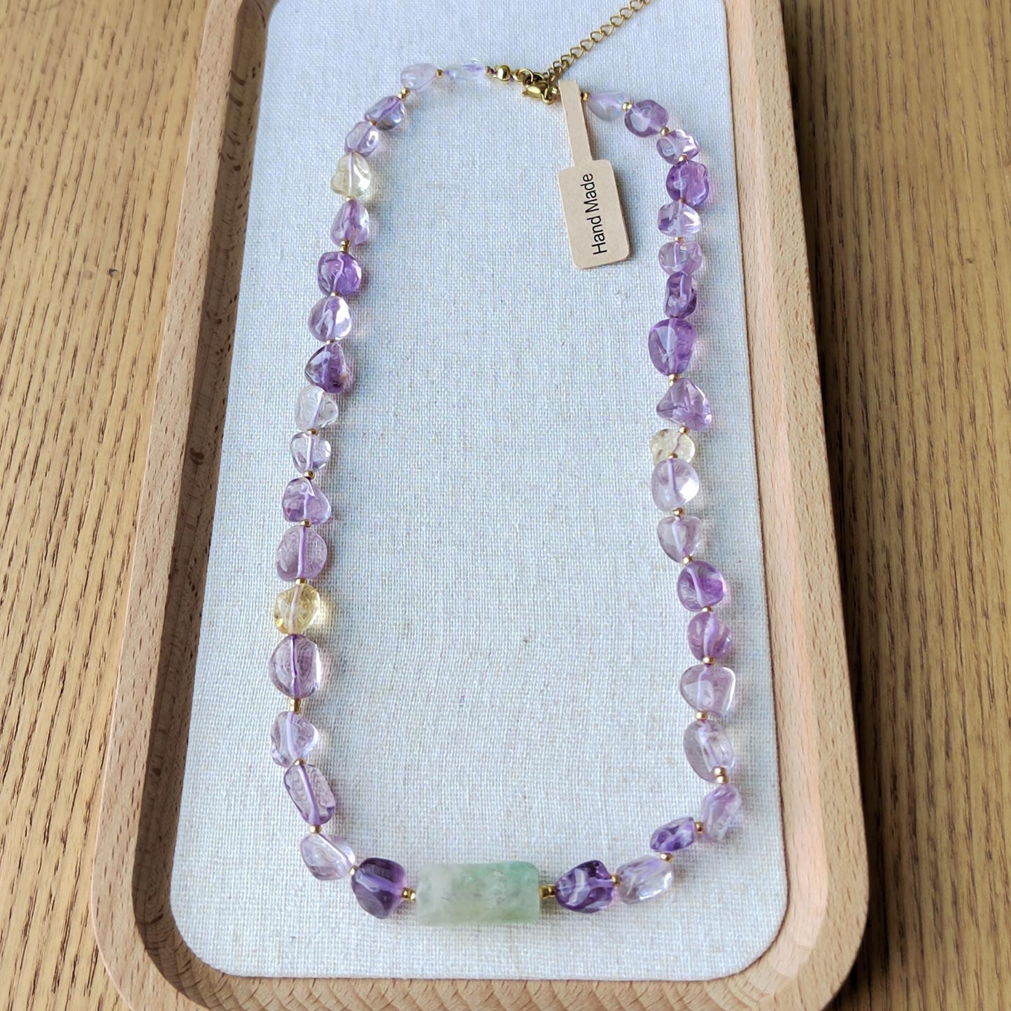 Natural Amethyst & Fluorite Handmade Crystal Necklace