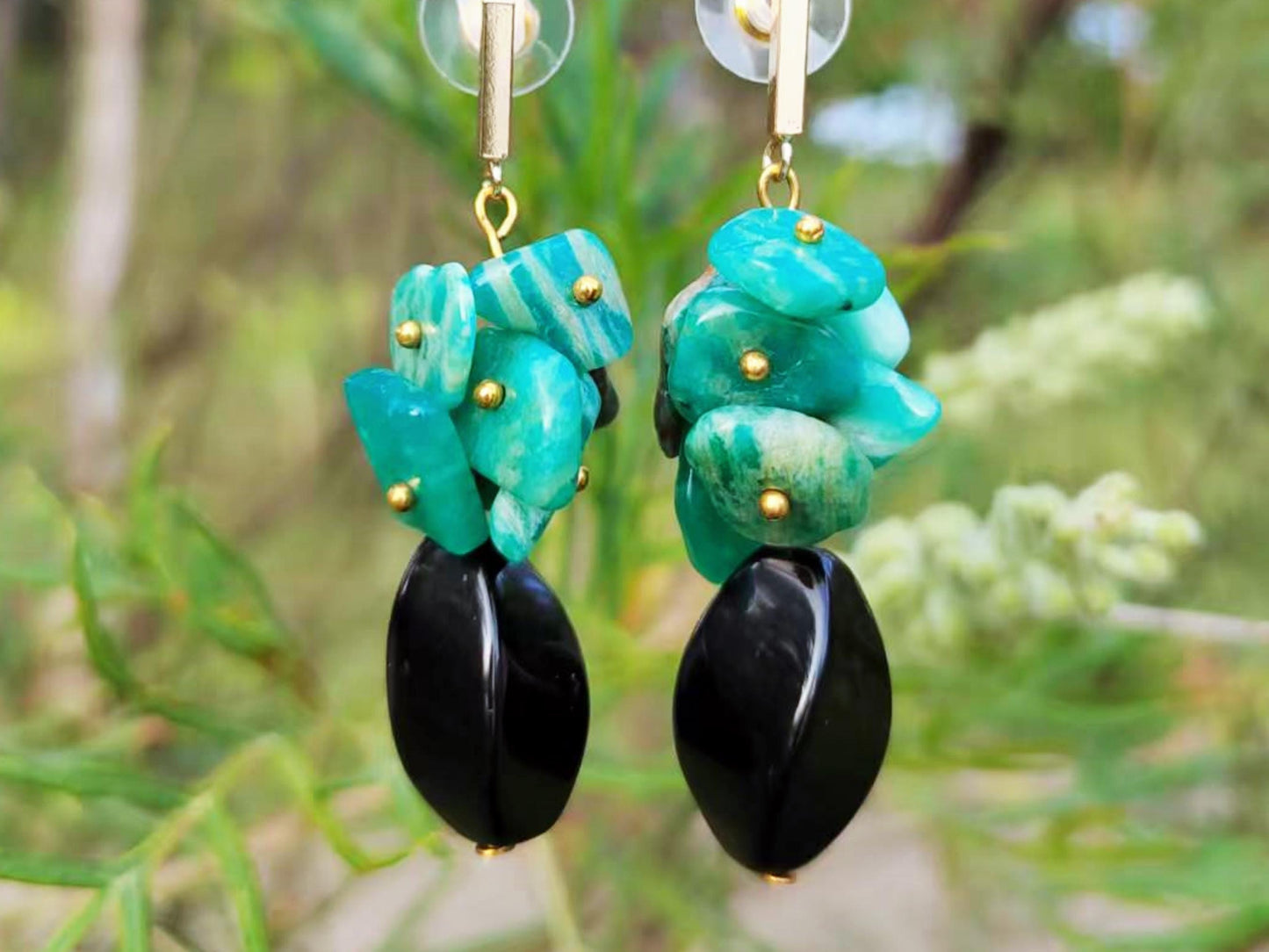 Natural Amazonite Agate Dangle Earrings Boho Crystal Jewelry For Truth & Communication