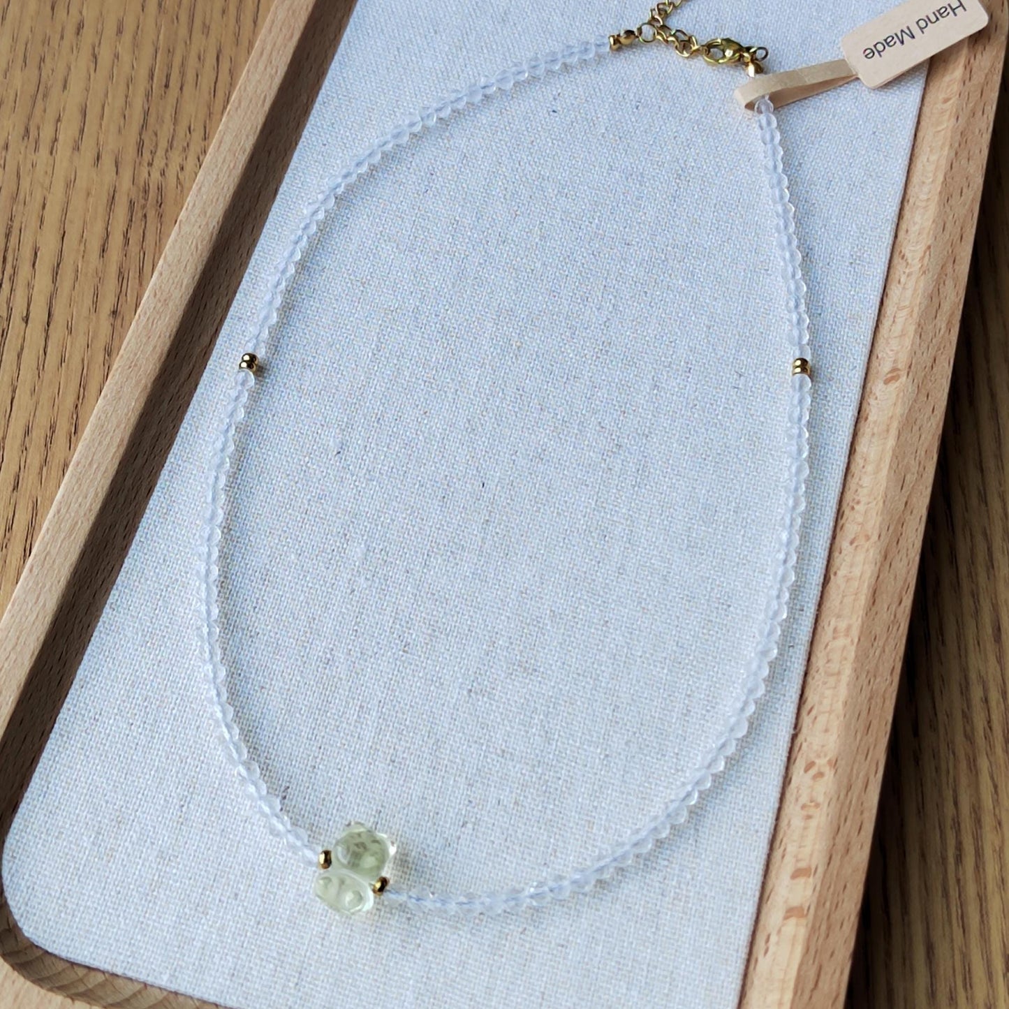 Natural Clear Quartz & Citrine Bear Necklace Handmade Jewelry