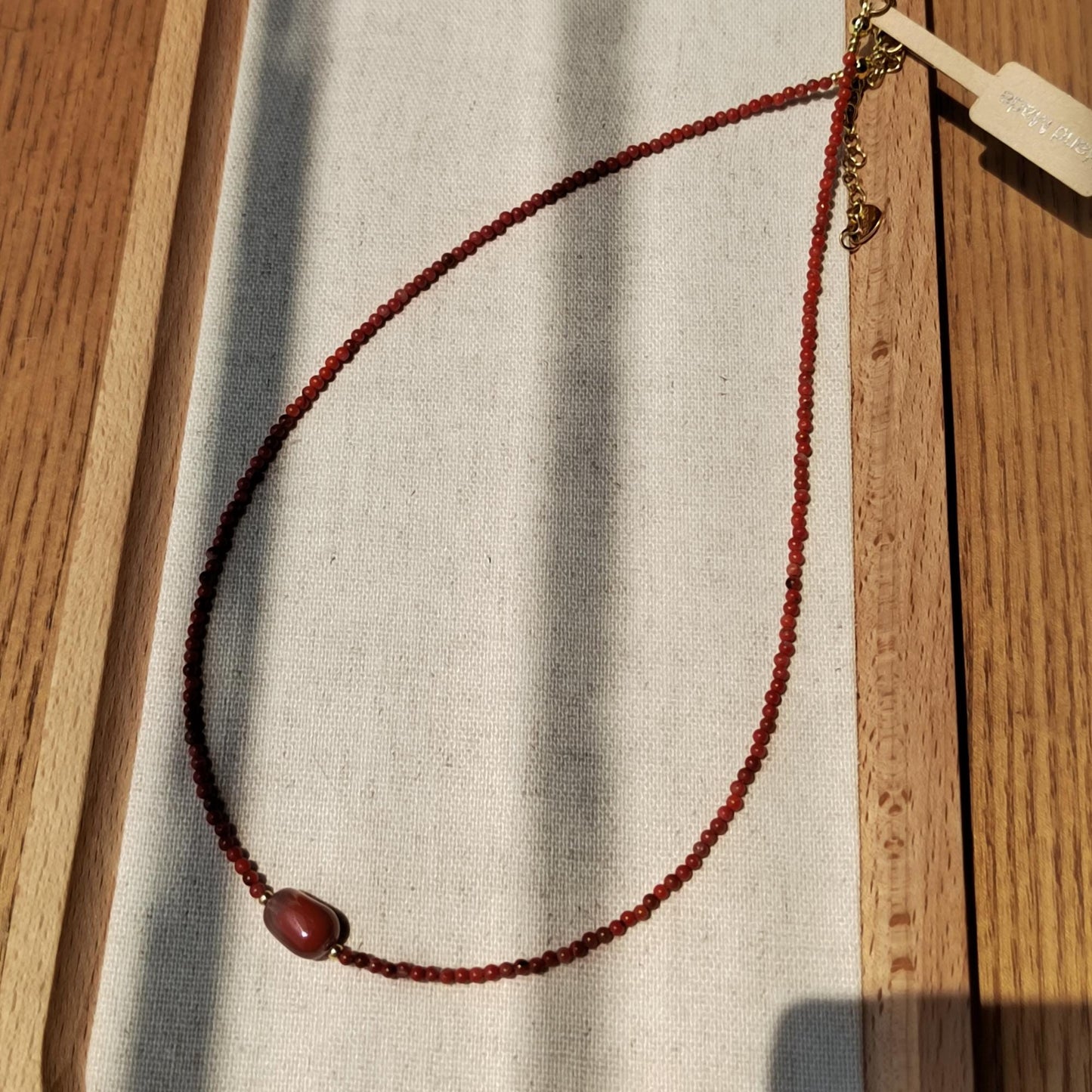 Handmade Nanhong Agate Necklace: Dainty Gemstone Collarbone Chain