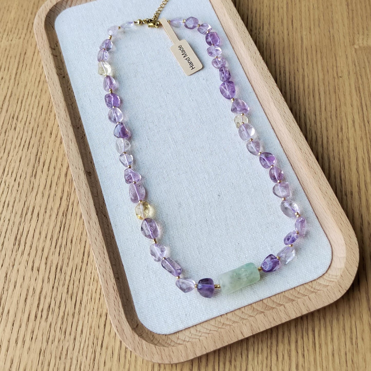 Natural Amethyst & Fluorite Handmade Crystal Necklace