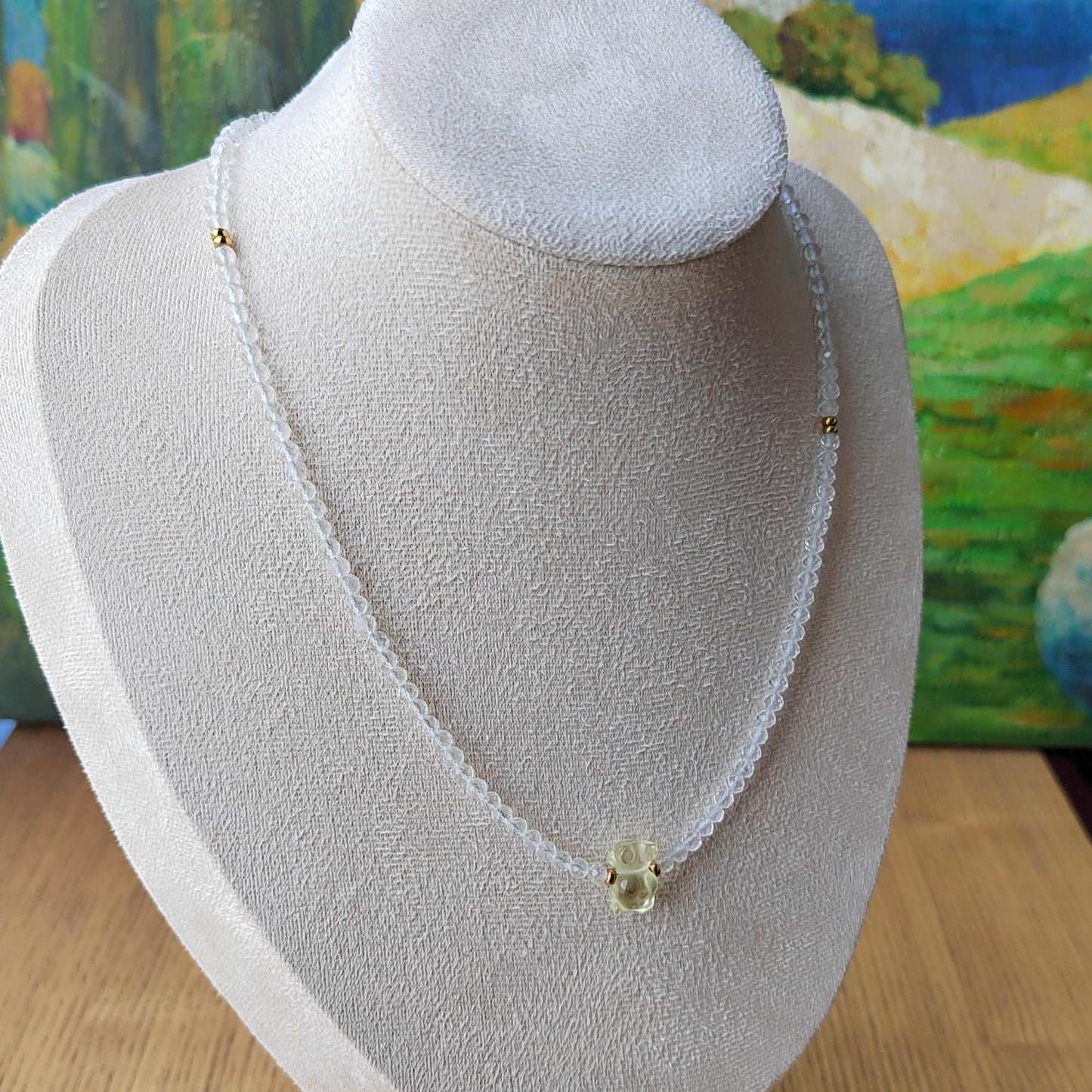 Natural Clear Quartz & Citrine Bear Necklace Handmade Jewelry