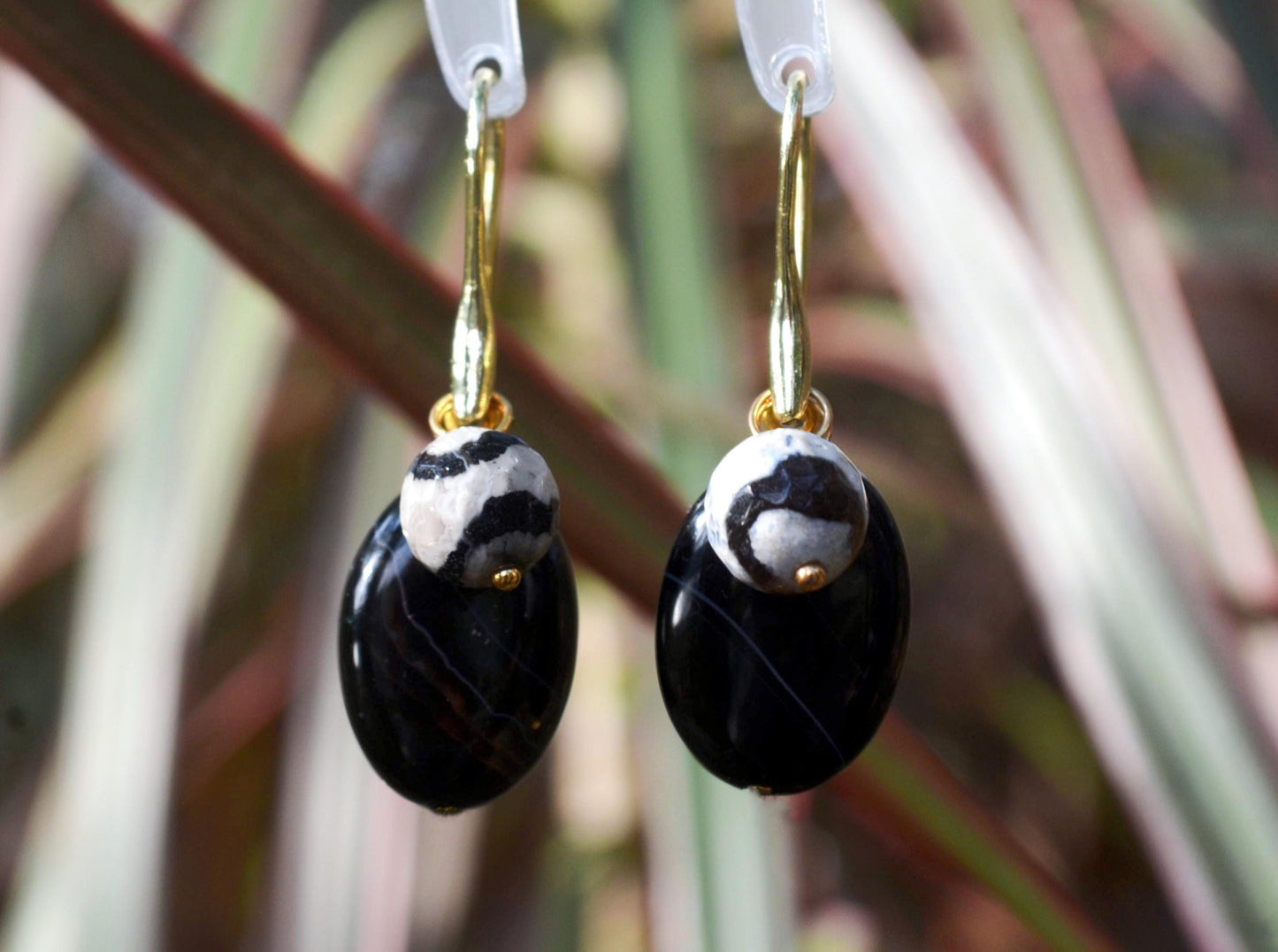 Crystal Agate Drop Earrings: Gold Plated Dangle Earrings handmade DIY handcraft Gemstone Jewelry