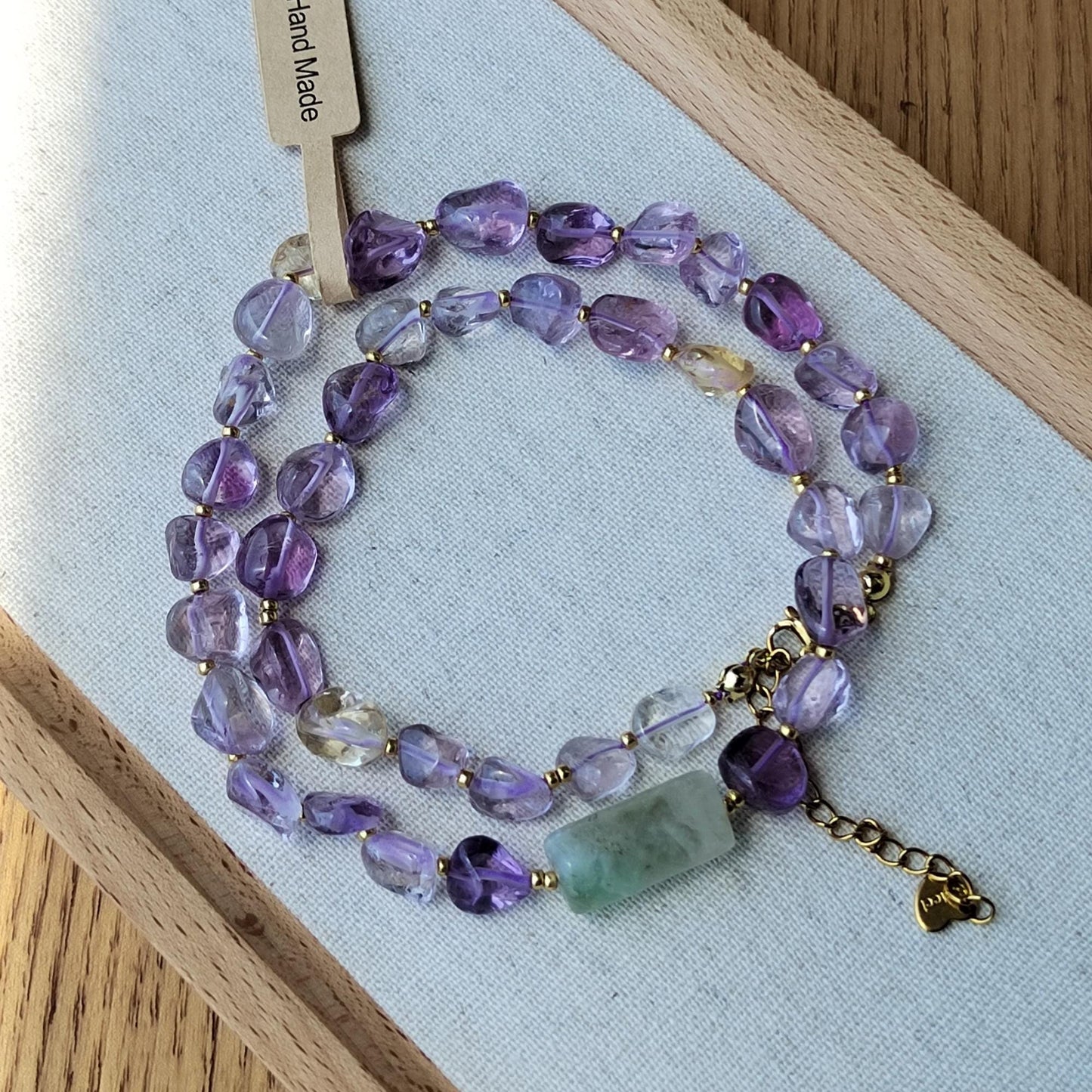 Natural Amethyst & Fluorite Handmade Crystal Necklace