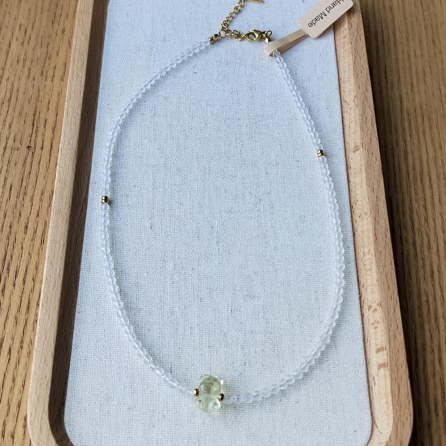 Natural Clear Quartz & Citrine Bear Necklace Handmade Jewelry