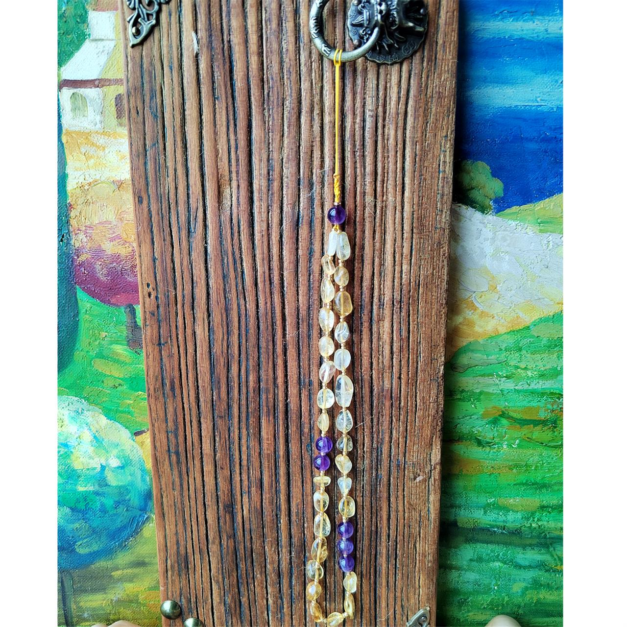 Citrine & Amethyst Crystal Phone Charm: Handmade Boho Gift