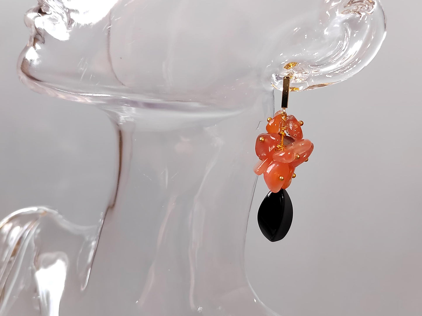 Dangle Earrings Red Agate Black Onyx Gemstone Earrings Boho Crystal Healing Jewelry gift for her