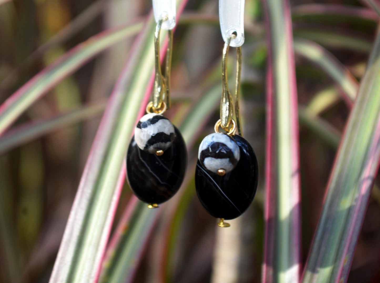 Crystal Agate Drop Earrings: Gold Plated Dangle Earrings handmade DIY handcraft Gemstone Jewelry