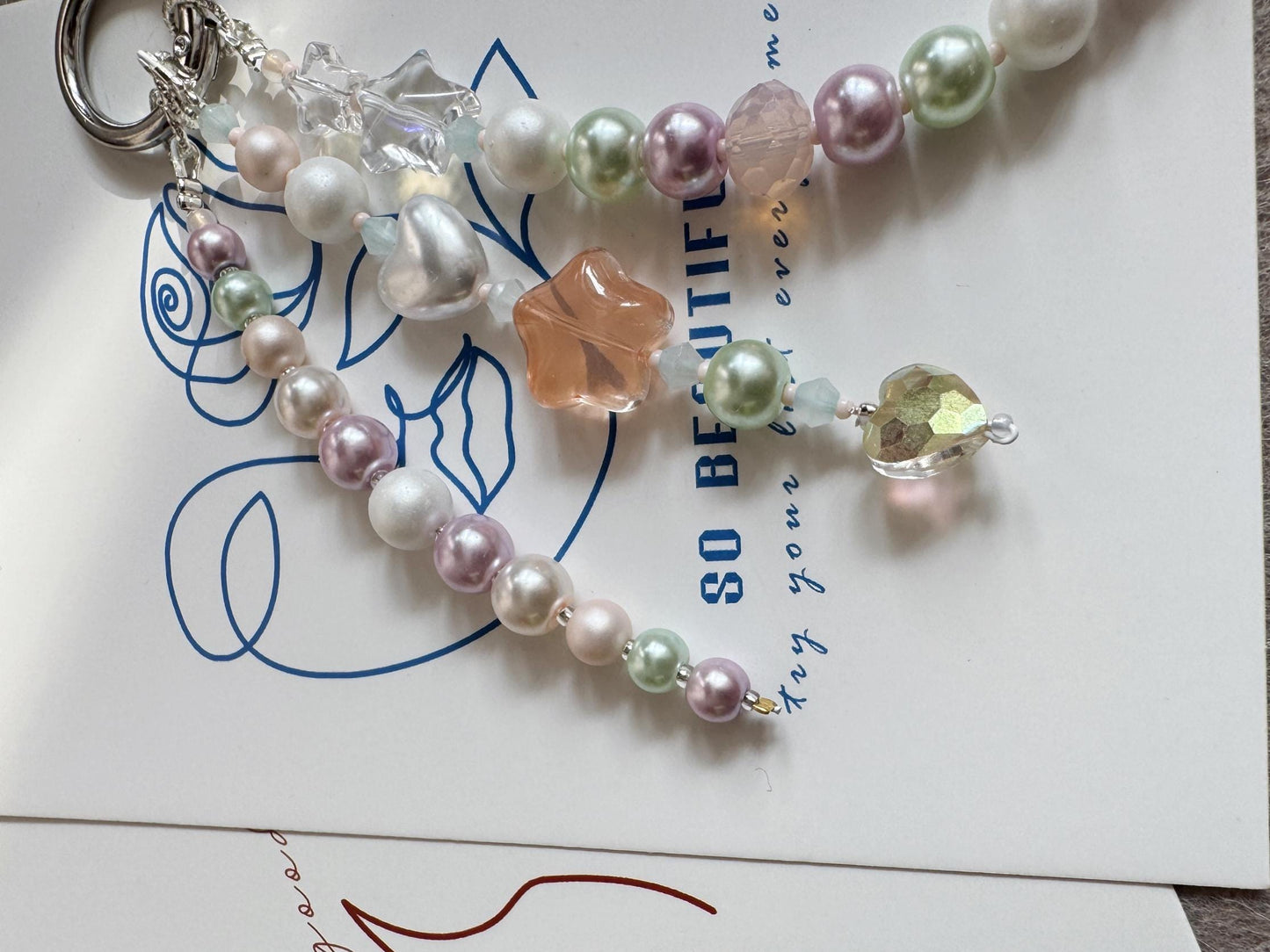 Bead Phone Charm, Bohemian Turquoise Glass Phone Chain, Anti-lost phone Chain, Boho cell phone Accessory, Unique gift for her
