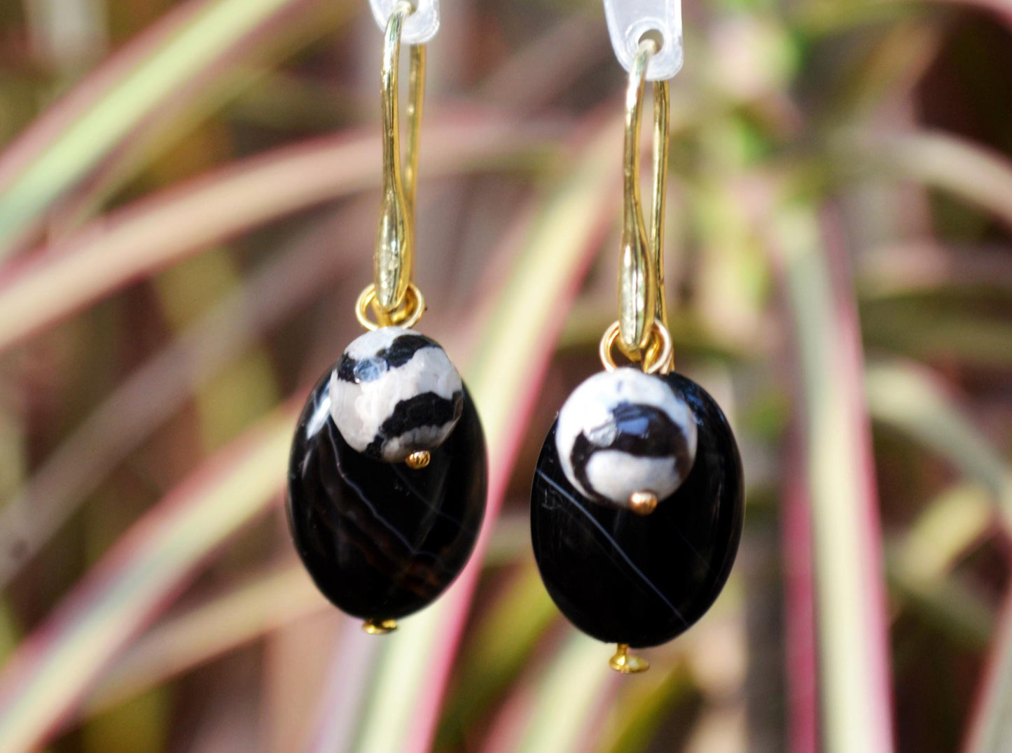 Crystal Agate Drop Earrings: Gold Plated Dangle Earrings handmade DIY handcraft Gemstone Jewelry