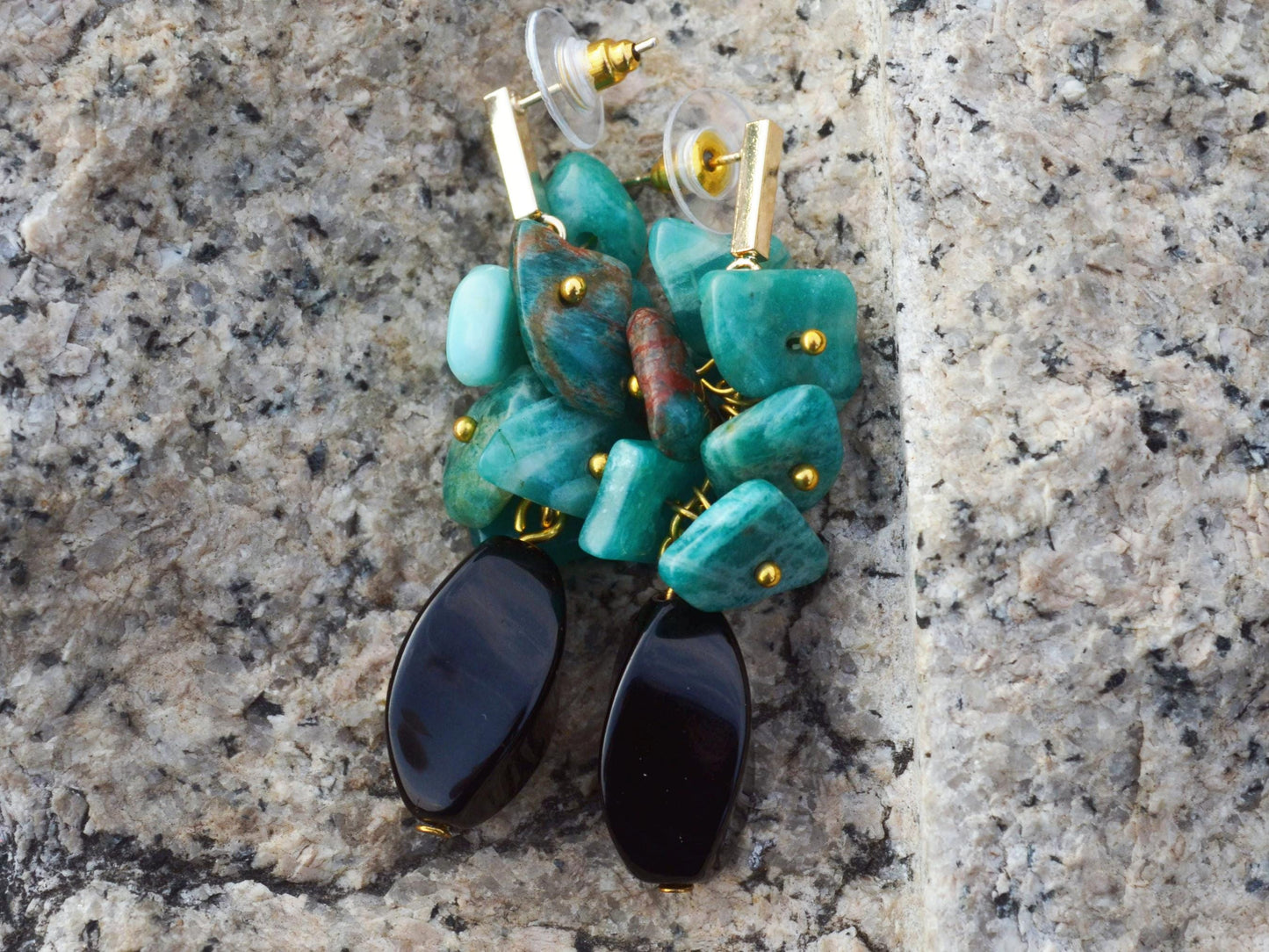 Natural Amazonite Agate Dangle Earrings Boho Crystal Jewelry For Truth & Communication