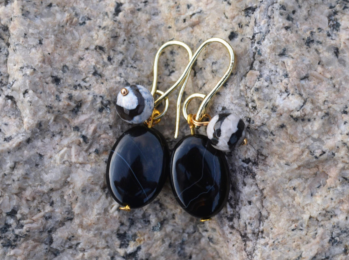 Crystal Agate Drop Earrings: Gold Plated Dangle Earrings handmade DIY handcraft Gemstone Jewelry