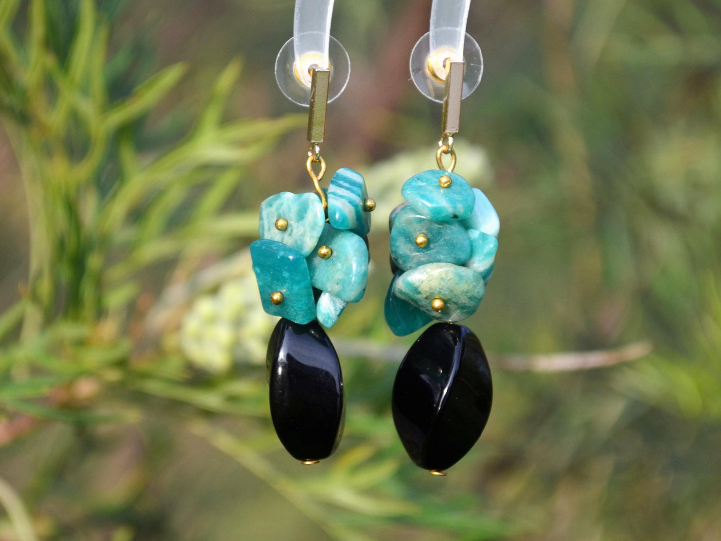Natural Amazonite Agate Dangle Earrings Boho Crystal Jewelry For Truth & Communication