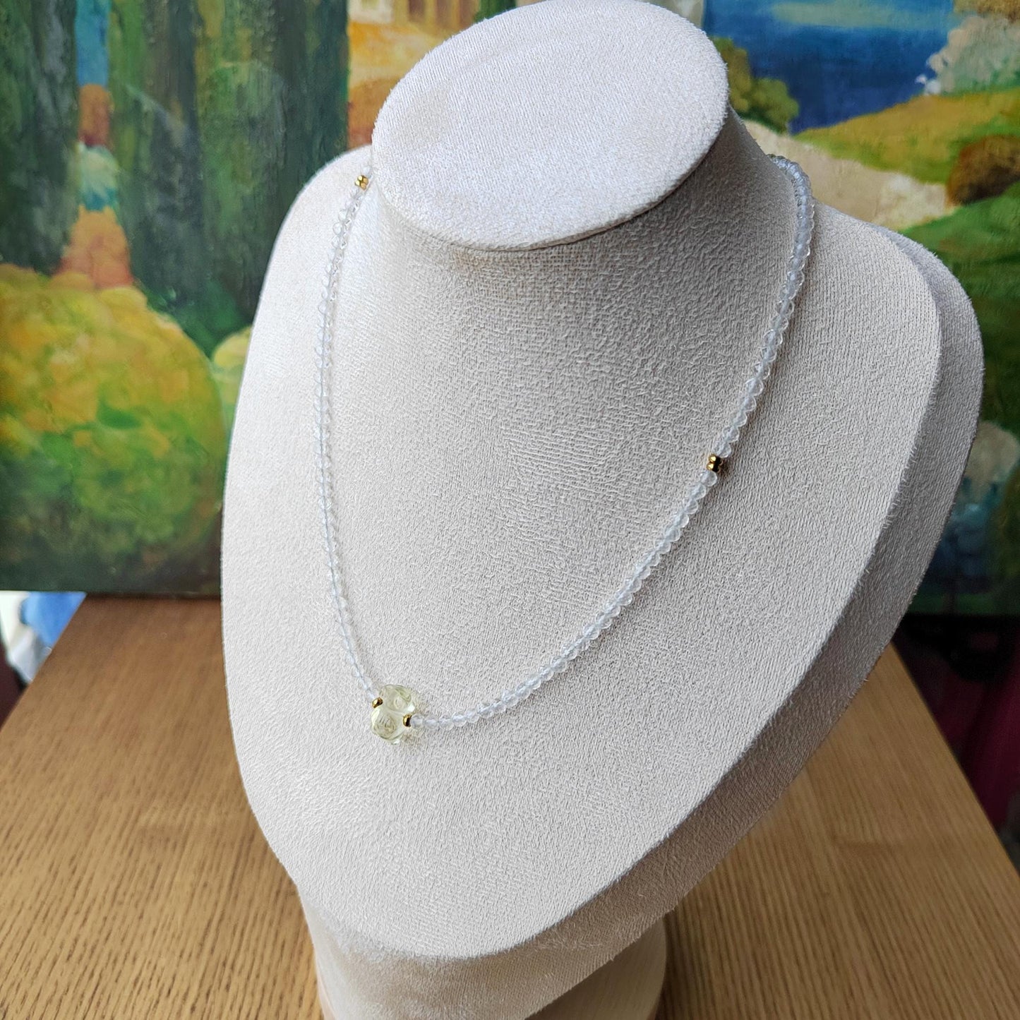 Natural Clear Quartz & Citrine Bear Necklace Handmade Jewelry