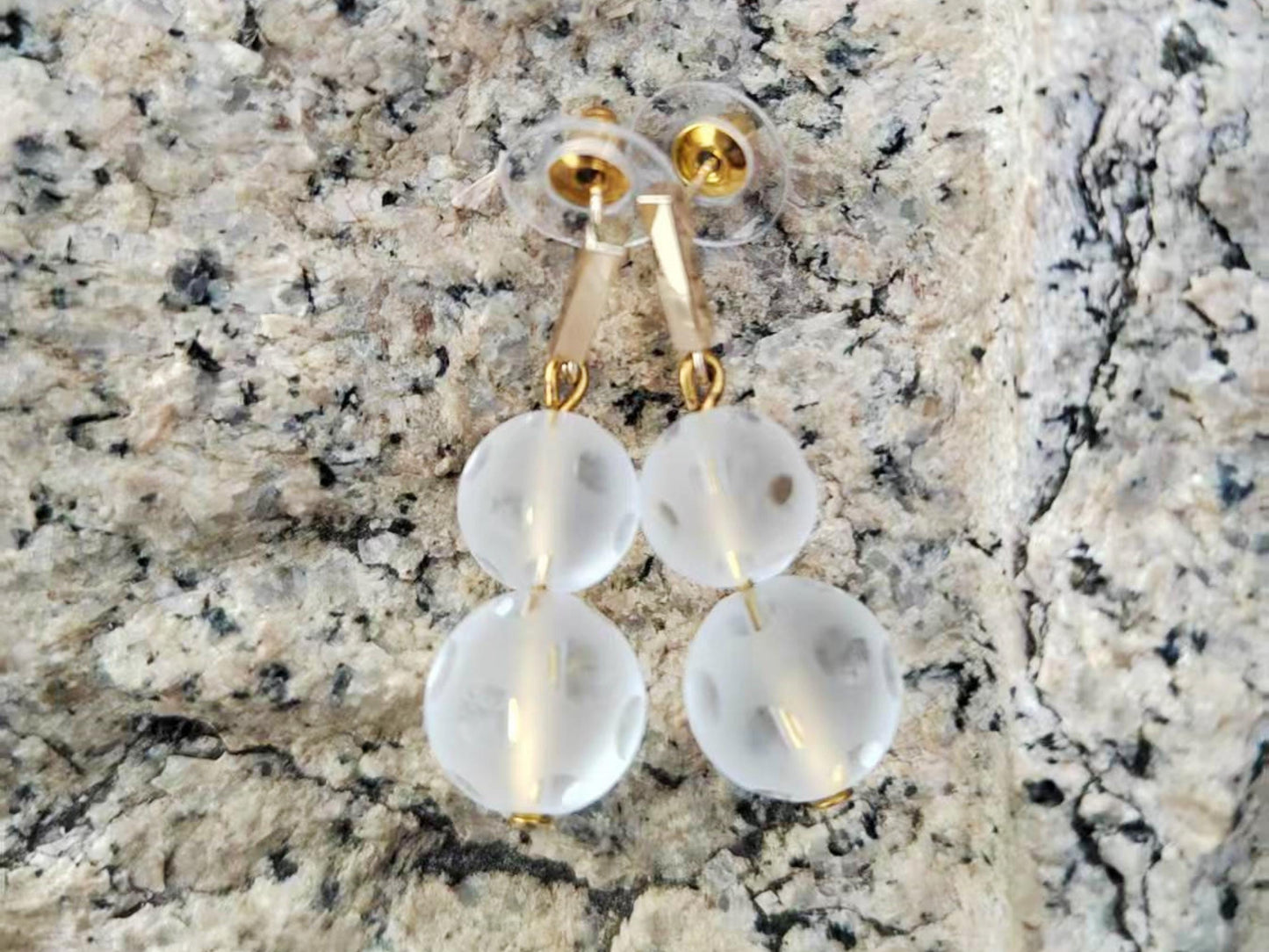 Clear Quartz Dangle Earrings: 925 Sterling Silver, Gold- panted Handcraft Natural Gemstone Jewelry