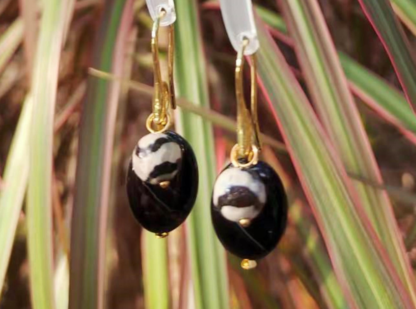 Crystal Agate Drop Earrings: Gold Plated Dangle Earrings handmade DIY handcraft Gemstone Jewelry