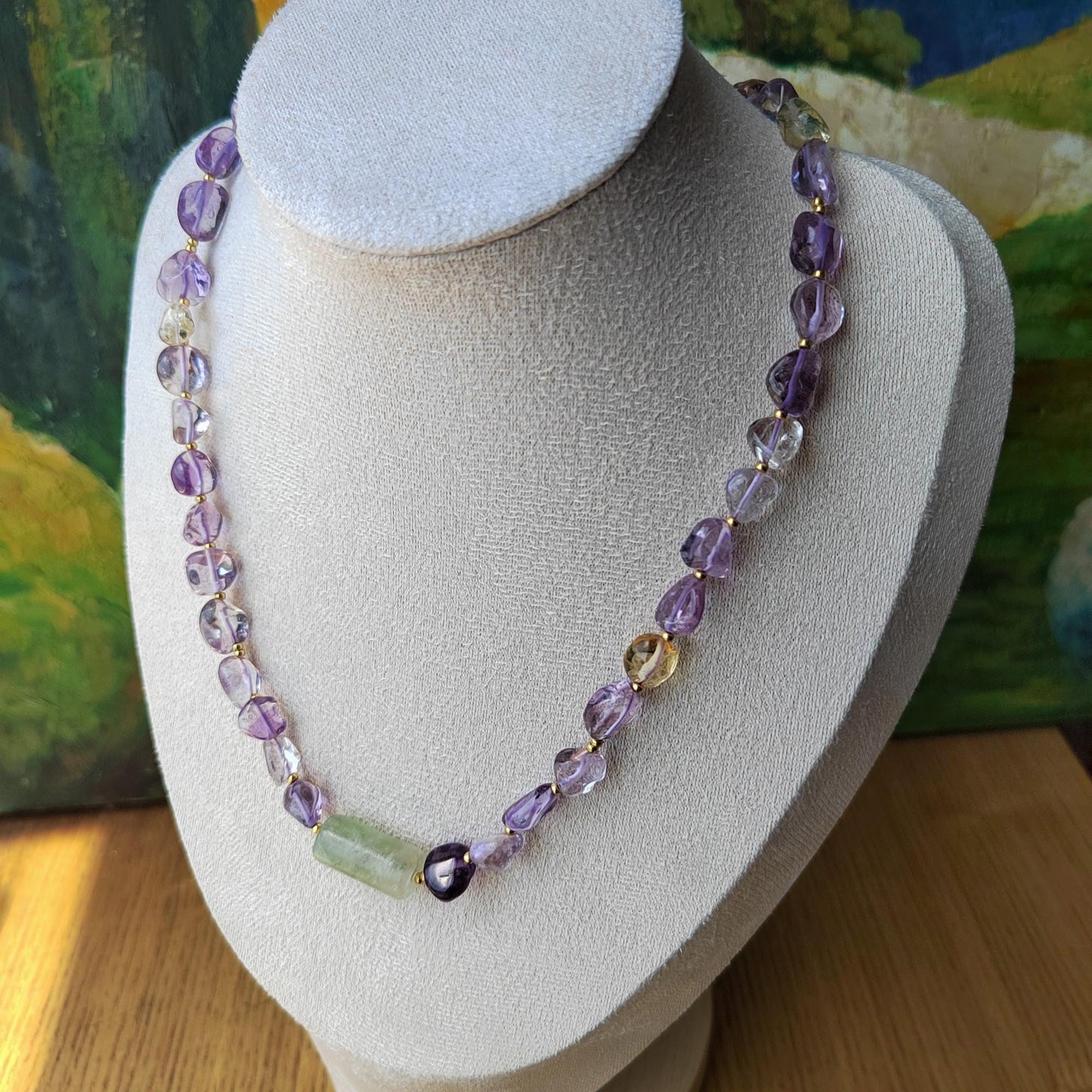 Natural Amethyst & Fluorite Handmade Crystal Necklace