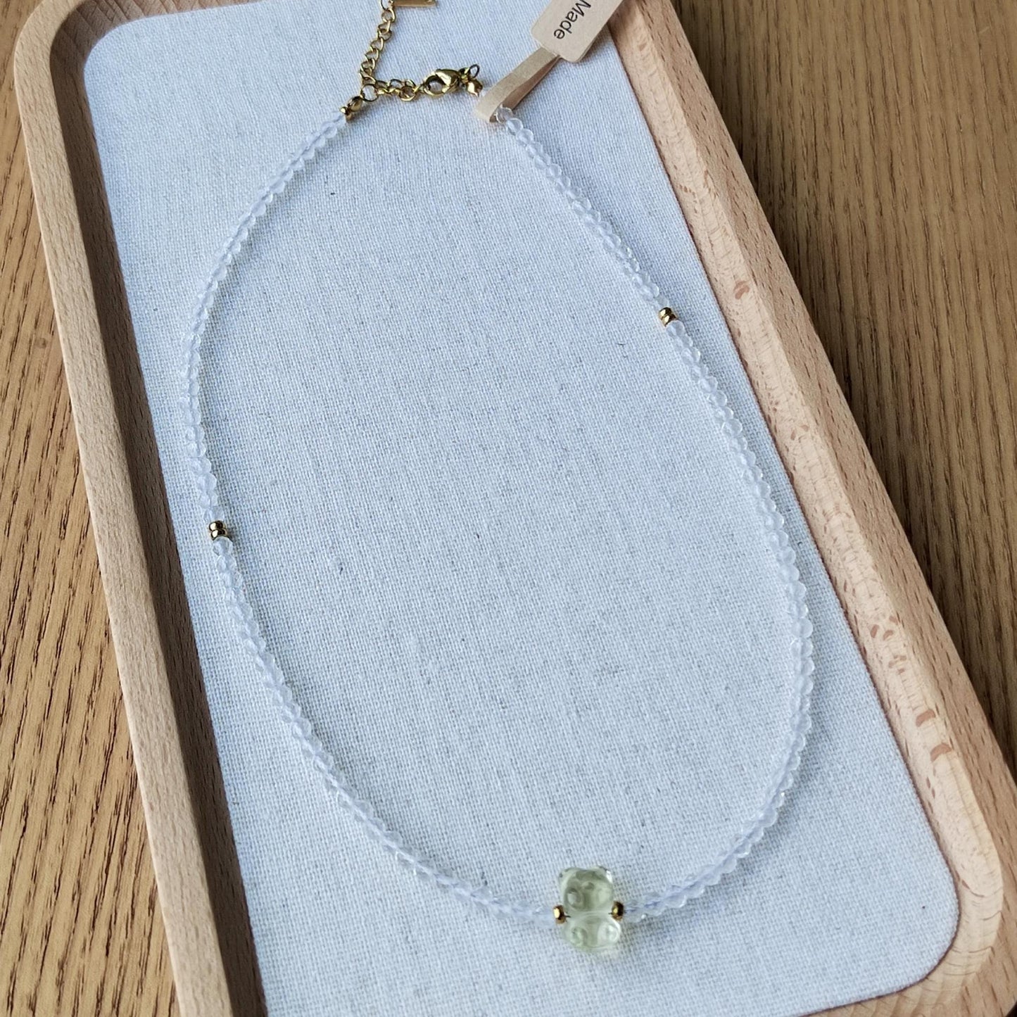 Natural Clear Quartz & Citrine Bear Necklace Handmade Jewelry