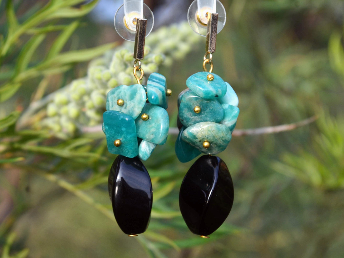 Natural Amazonite Agate Dangle Earrings Boho Crystal Jewelry For Truth & Communication