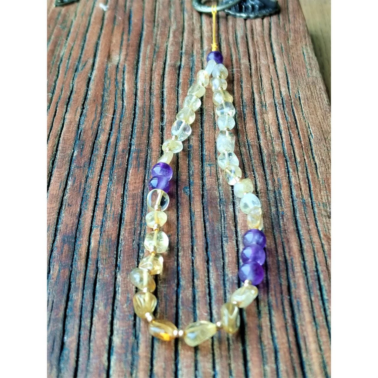 Citrine & Amethyst Crystal Phone Charm: Handmade Boho Gift