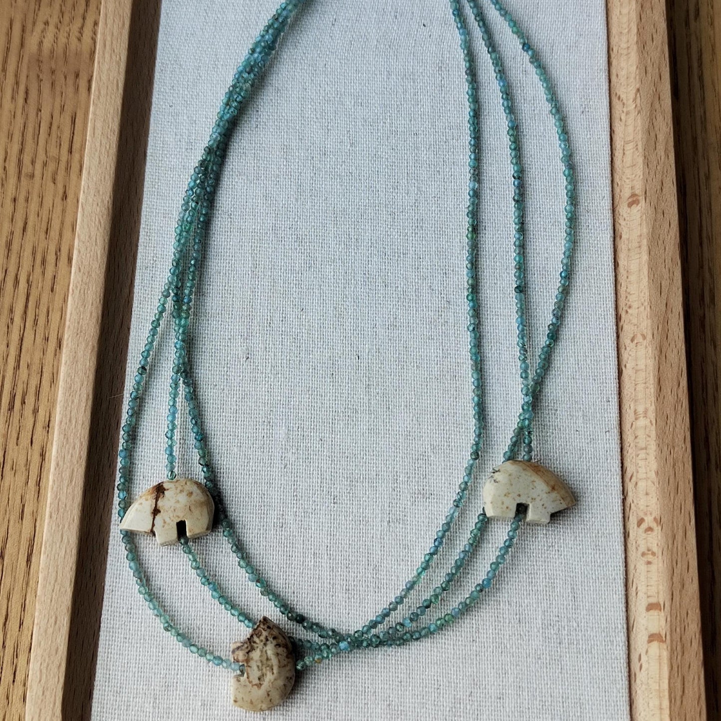 Handmade Blue Apatite & Picture Jasper Polar Bear Necklace