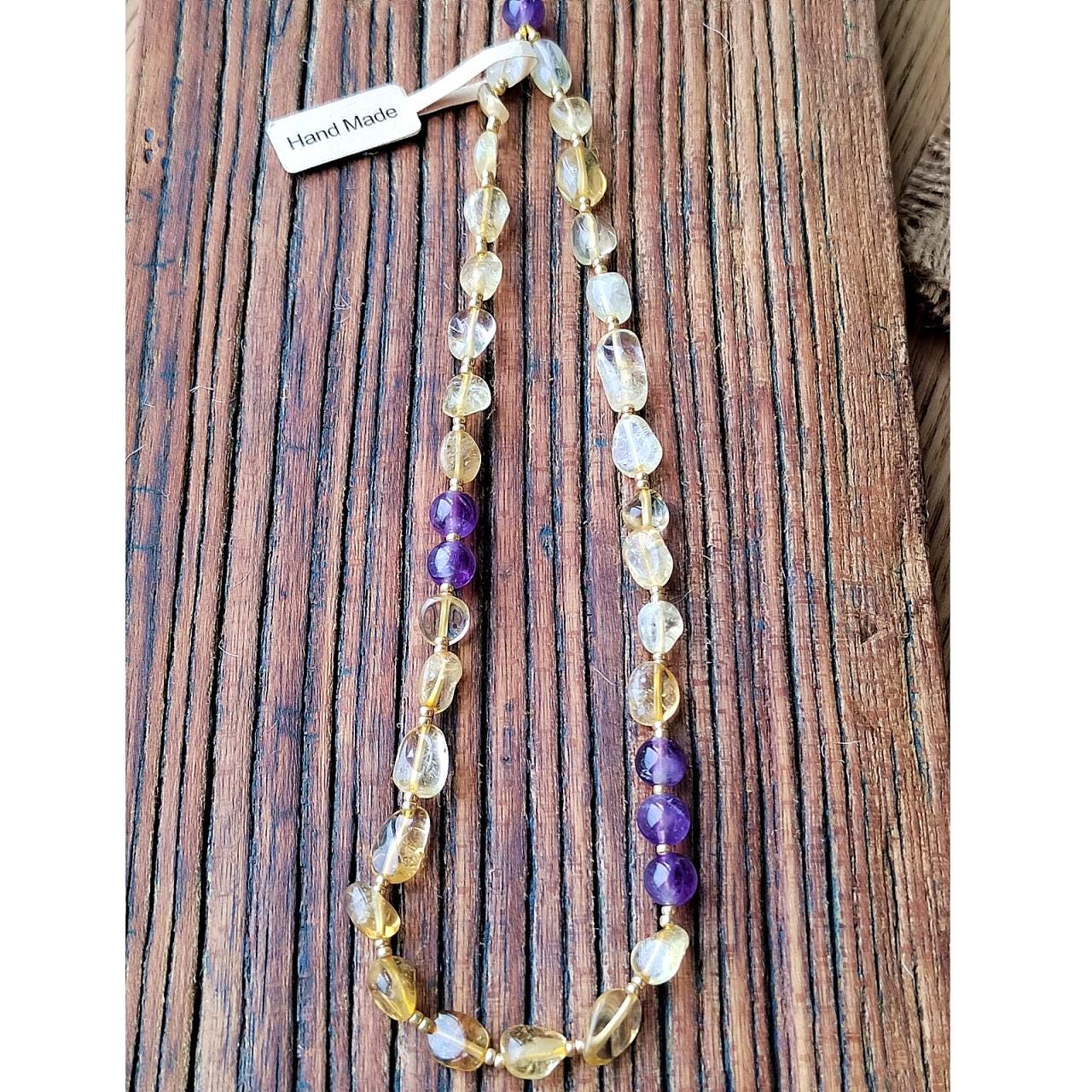 Citrine & Amethyst Crystal Phone Charm: Handmade Boho Gift