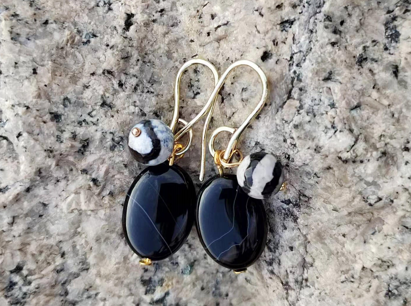 Crystal Agate Drop Earrings: Gold Plated Dangle Earrings handmade DIY handcraft Gemstone Jewelry