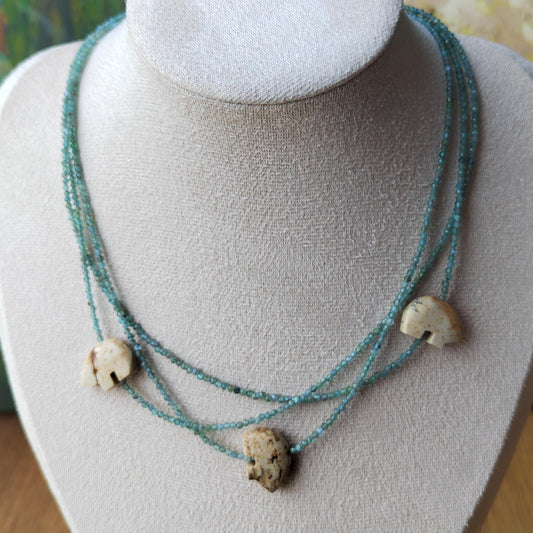 Handmade Blue Apatite & Picture Jasper Polar Bear Necklace